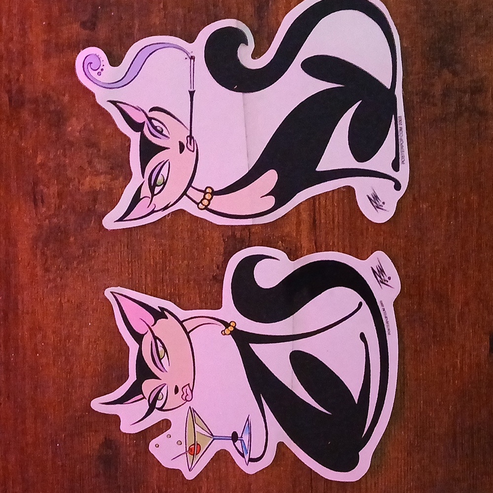 Vintage Posterpop Y2k 2000s 2003 Sexy Feline Martini Make Up Cat Stickers